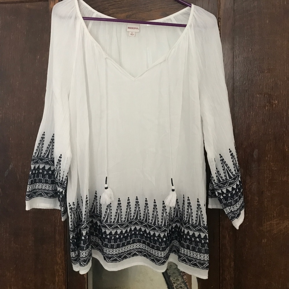 Woman’s  beautiful White and Blue Blouse