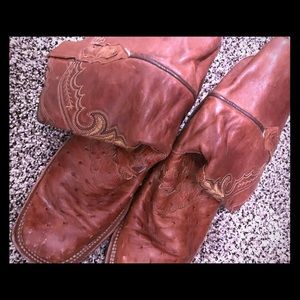Ostrich skin boots