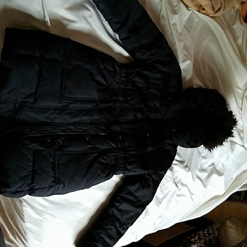 Mid thigh girls black winter coat