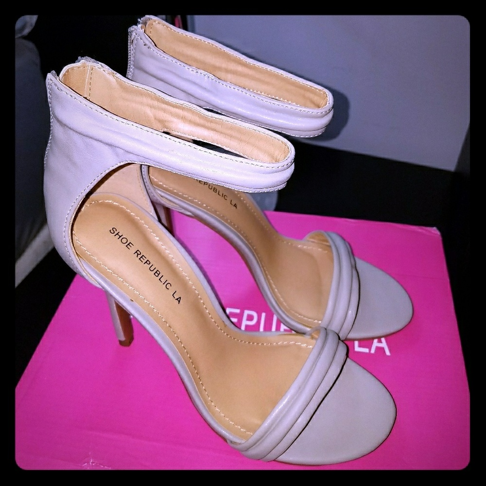 Shoe Republica LA, Gray, Open Toe Heels, Size 7