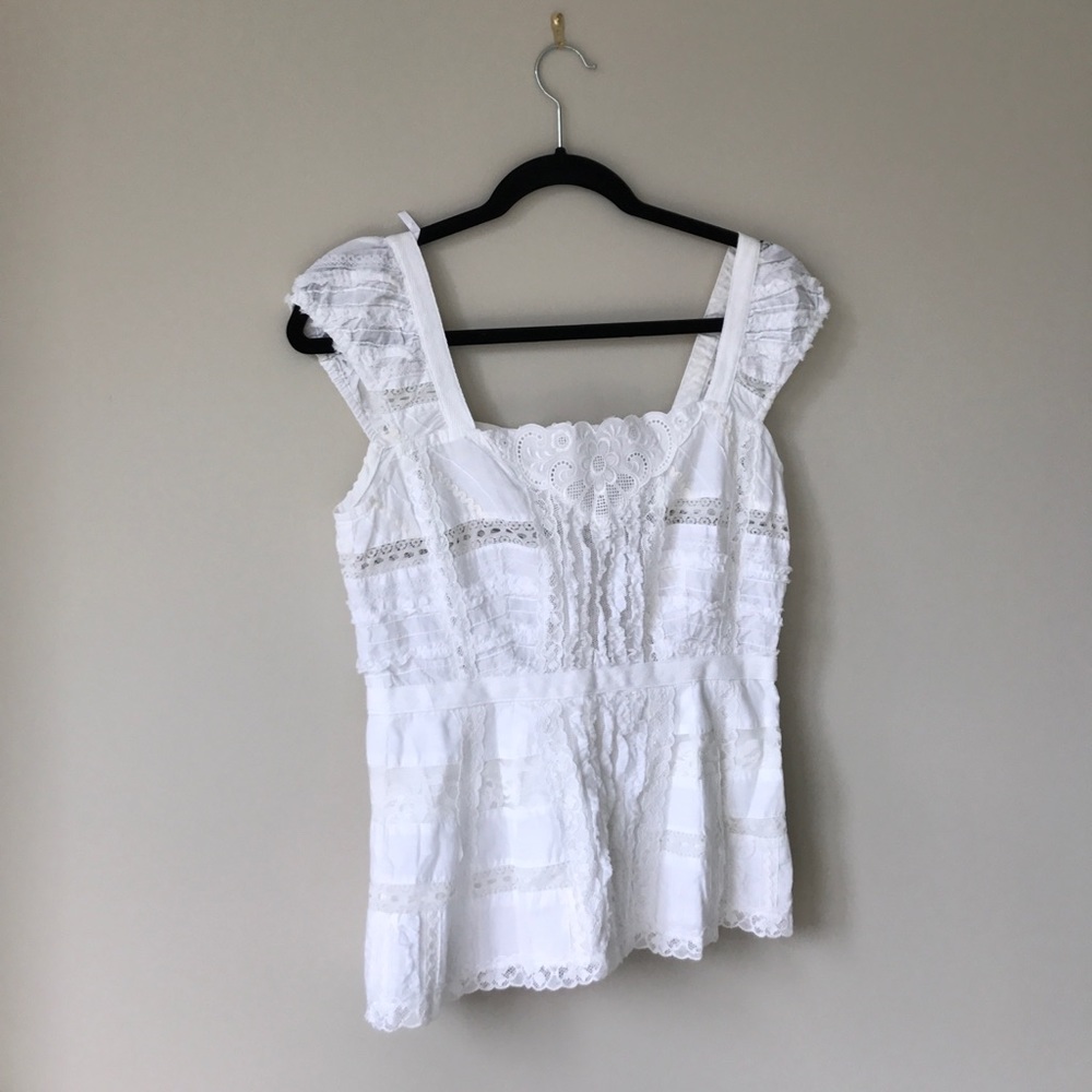 White Nanette Lepore peasant top