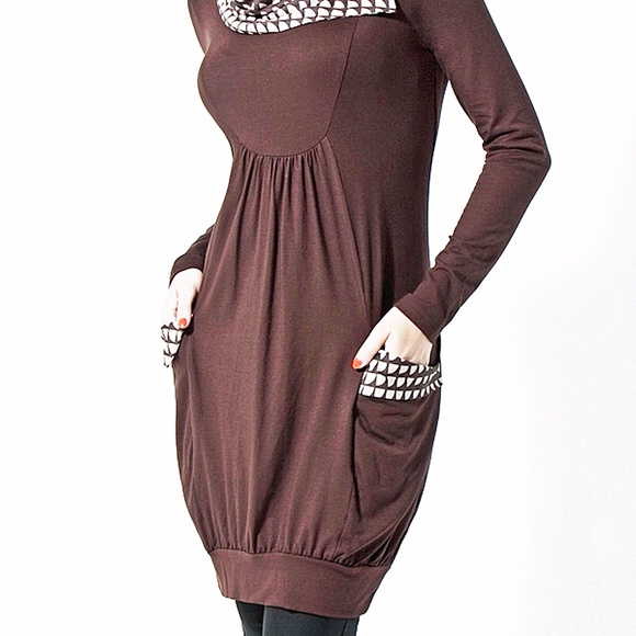 POCKET TUNIC SHORT DRESS MADE IN EUROPE - Picture 2 of 2