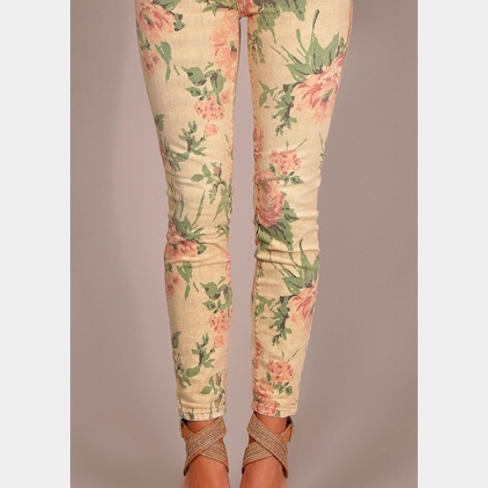 Vintage-floral Current-Elliot skinny jeans