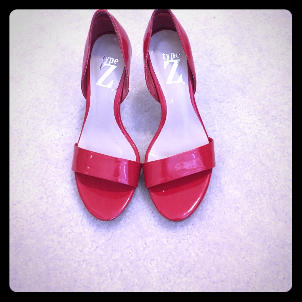 Red high-heeled sandals