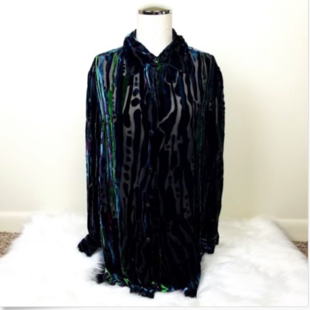 Bob Mackie Wearable Art Silk Blend Printed Velvet