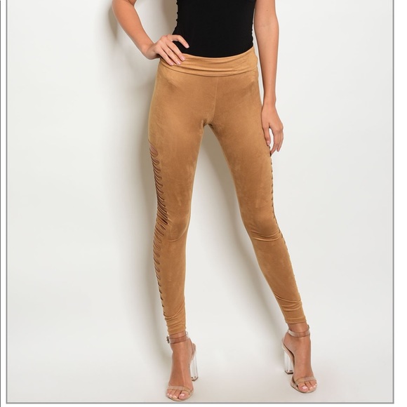LAST 1! Suede Camel high waist leggings - Picture 3 of 5