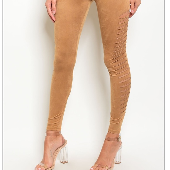 LAST 1! Suede Camel high waist leggings - Picture 2 of 5