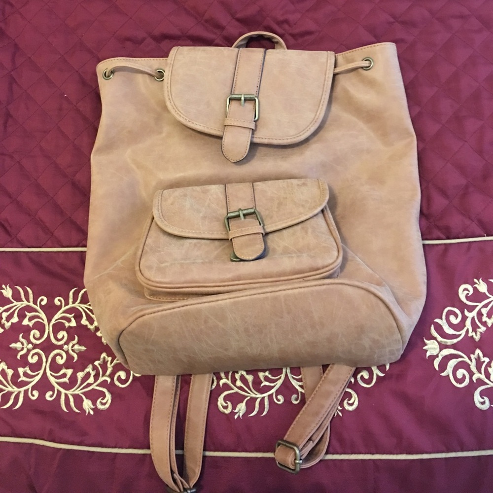Tan leather backpack