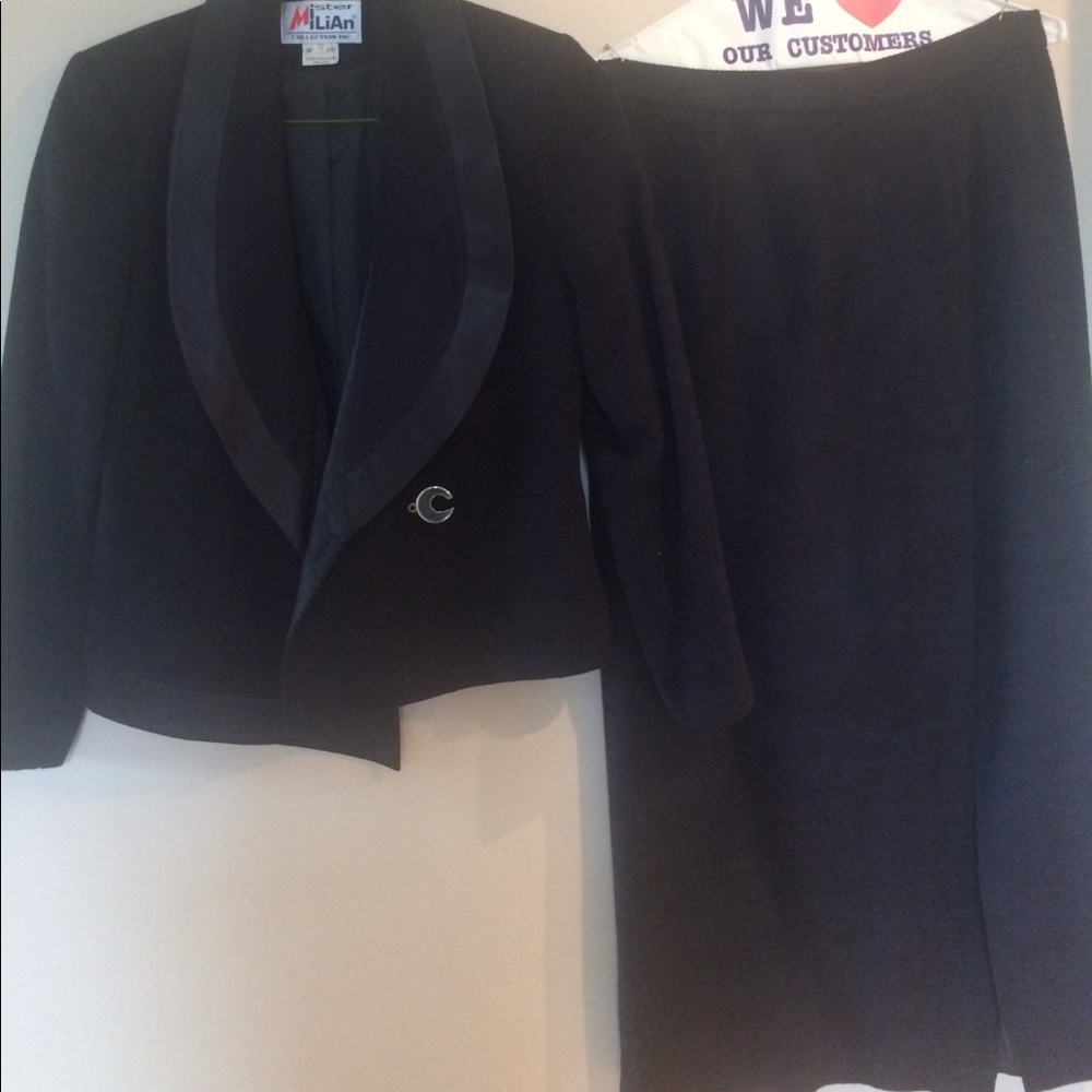Black suit with long skirt