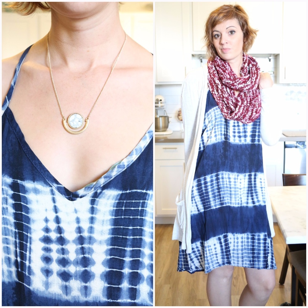 Tie Dye V Neck Cami Tank Dress - Picture 2 of 5