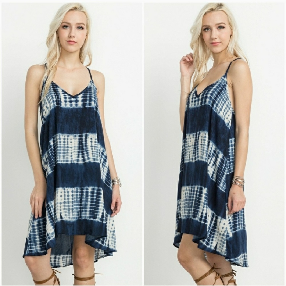 Tie Dye V Neck Cami Tank Dress - Picture 4 of 5