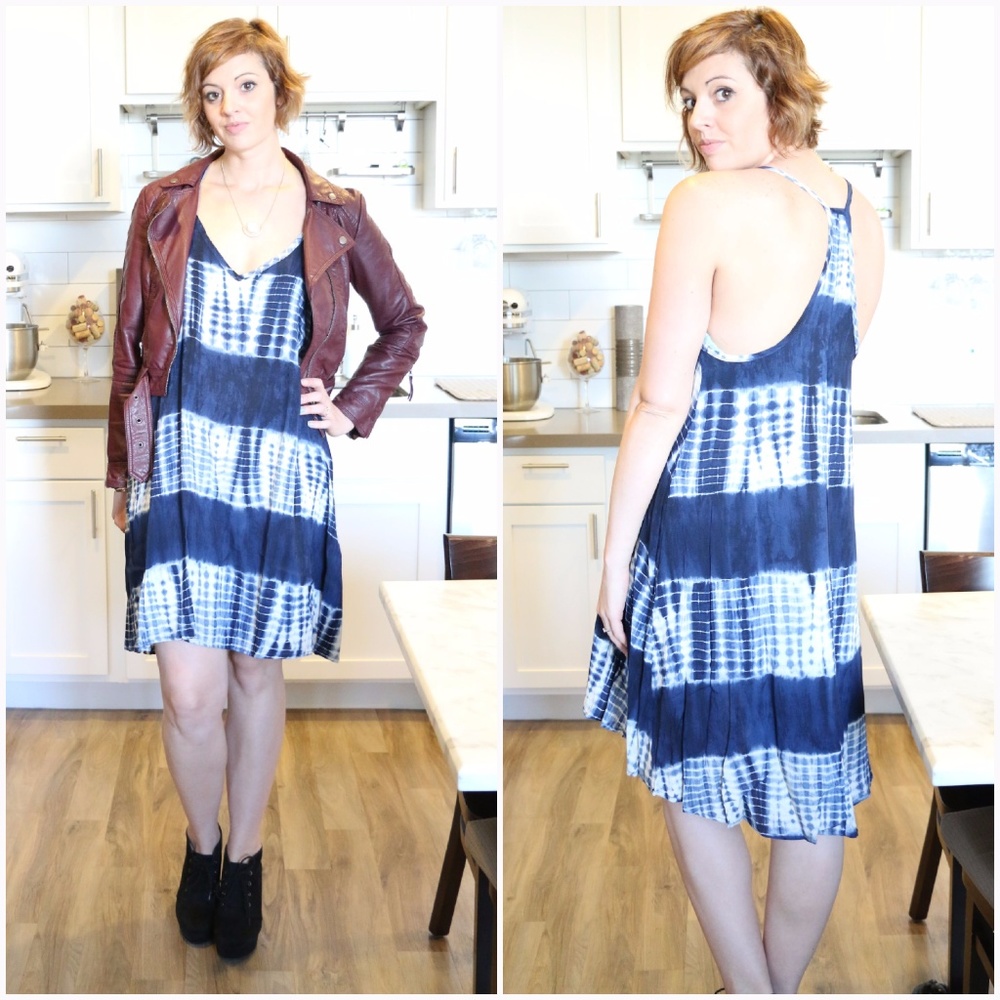Tie Dye V Neck Cami Tank Dress - Picture 3 of 5