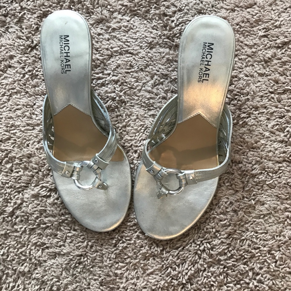 Michael Michael Kors Goldish Silver Sandal Heels