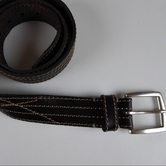 Lucky Brand 🍀 Frankie Black Leather Stitched Belt - Picture 3 of 6