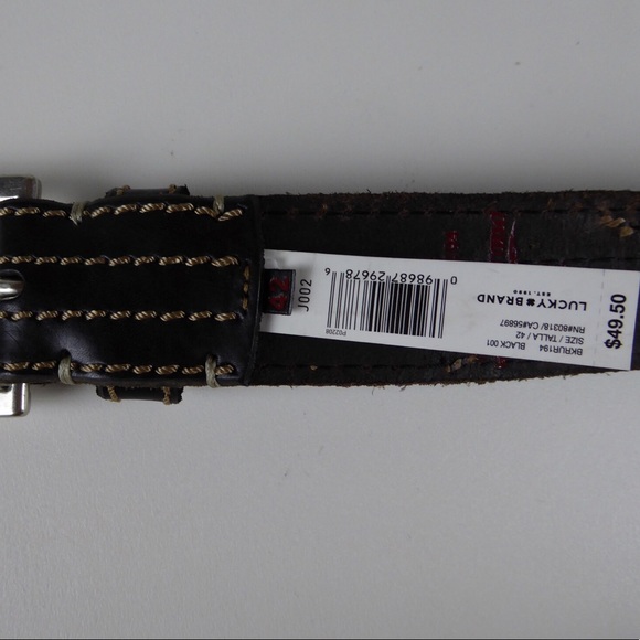 Lucky Brand 🍀 Frankie Black Leather Stitched Belt - Picture 4 of 6