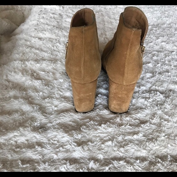 Zara Tan Suede Block Heel Bootie Size 9 - Picture 6 of 7