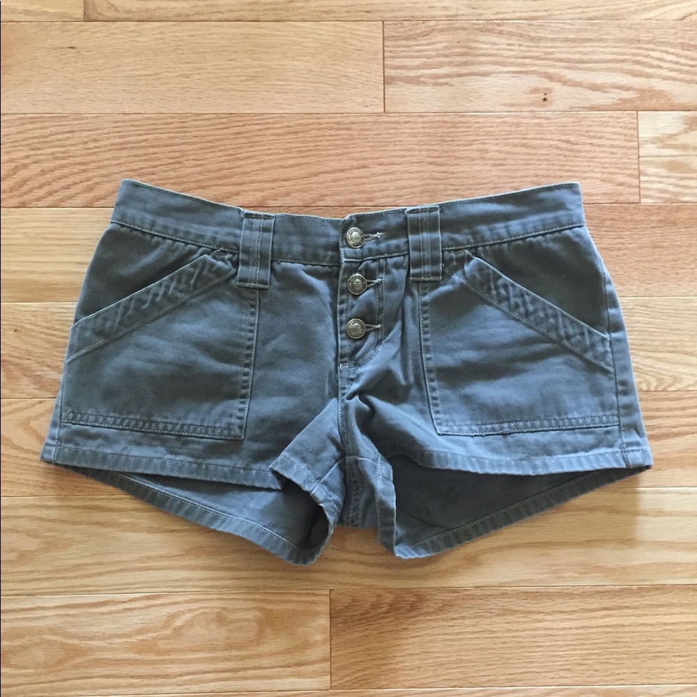 Roxy Grey Button-Up Jean Shorts