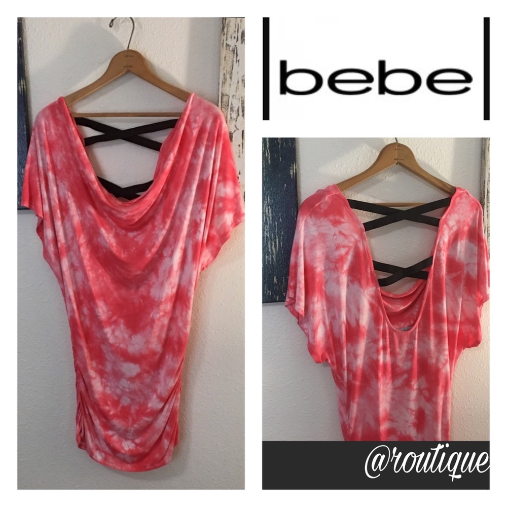 Bebe Tie Dye Dress with Stunning Criss Cross Back