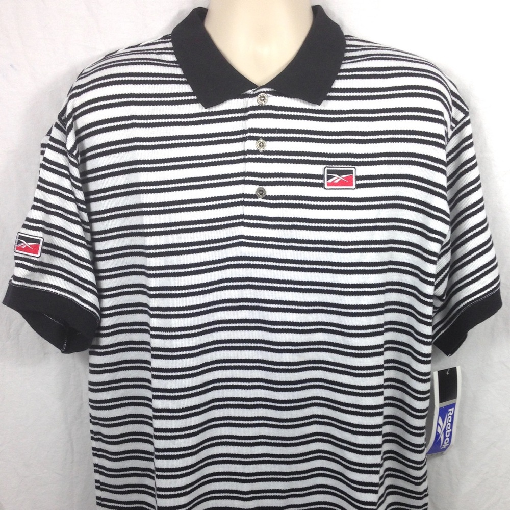 Vintage New W/Tags 1996 Reebok Striped Polo Shirt