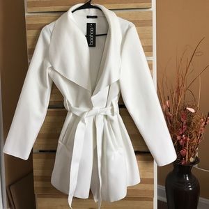 White waterfall coat