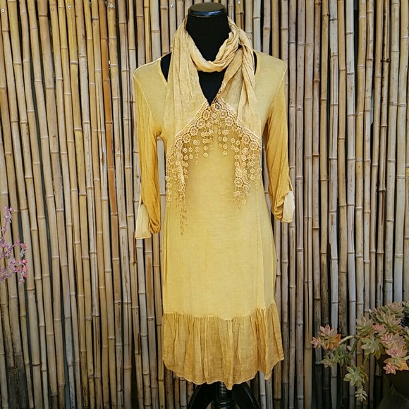 Goldenrod Bohemian Gypsy Dress from Italy! - Picture 3 of 8