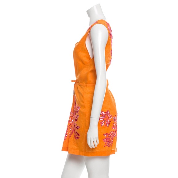 Diane Von Furstenberg Pashos Cutwork Cover-up Linen Dress Size M - Picture 2 of 6