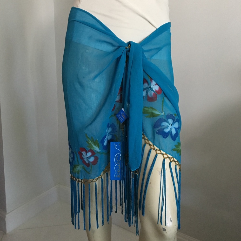 🔴 new floral fringed sarong