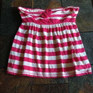 Pink and white hollister tube top