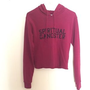Spiritual Gangster maroon crop hoodie