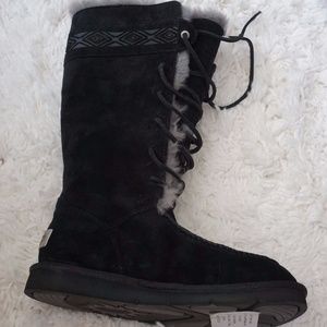 UGG Tularosa Lace-up Boots - Black Suede -- NEW