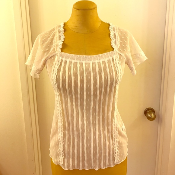 The Limited Tops - THE LIMITED lace sheer top. Sexy and Sweet.