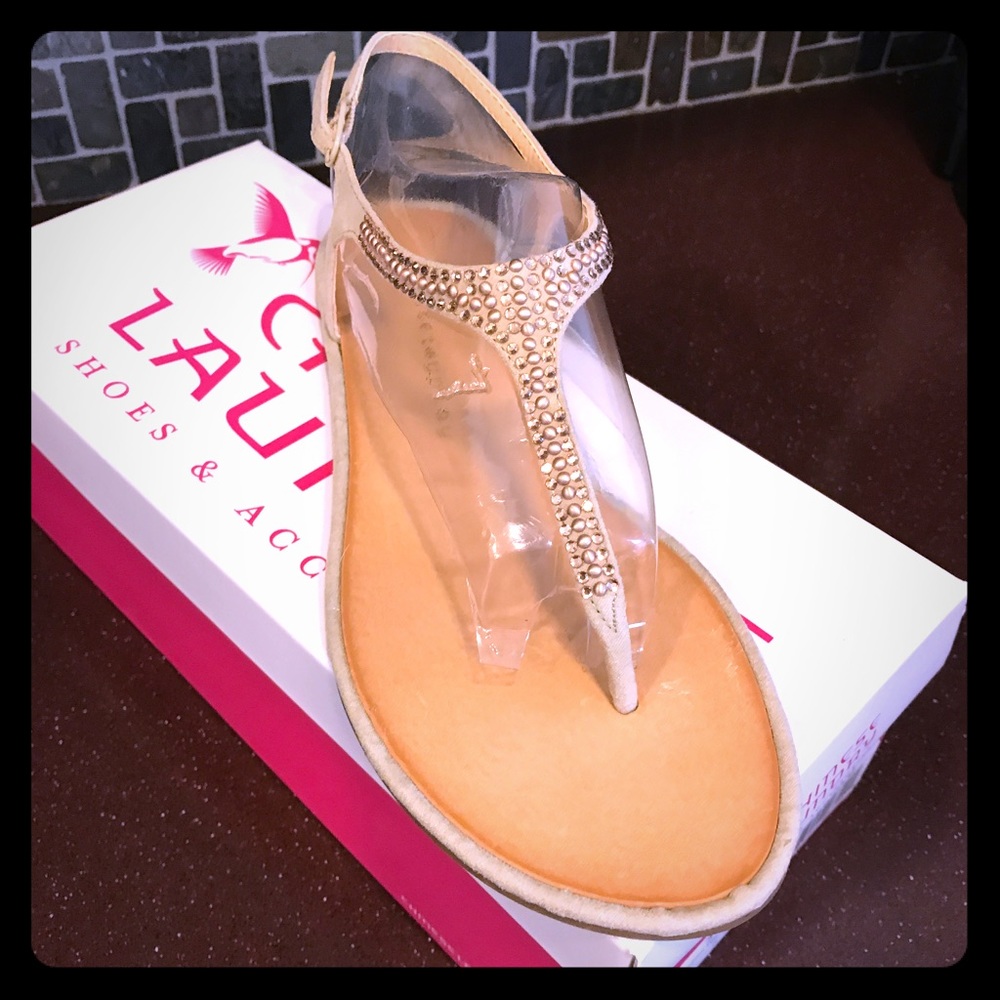 Never worn, Chinese Laundry beige sequence sandals