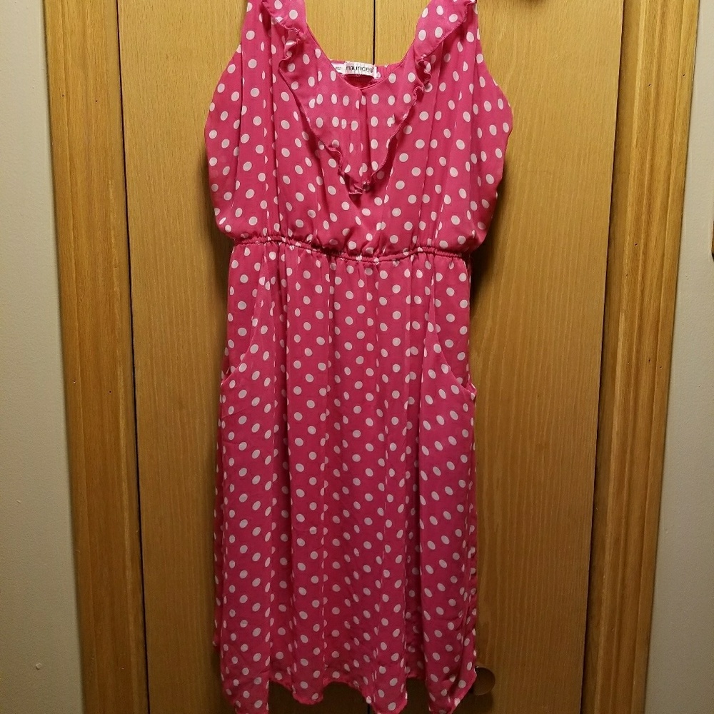 Pink w/white polka dots dress from Maurices. Size2