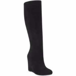 Nine West Ravvy Knee-high Wedge Boots Black Suede