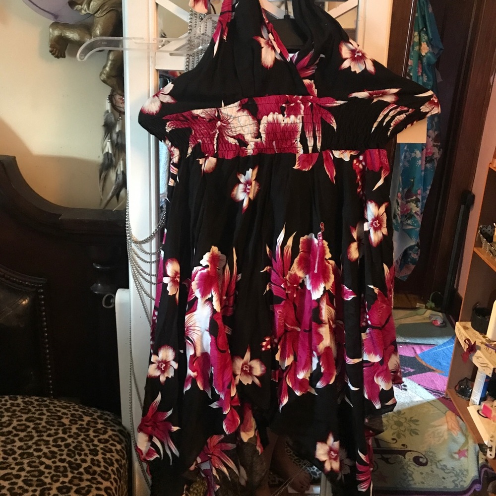 Hibiscus flower summer dress unknown brand