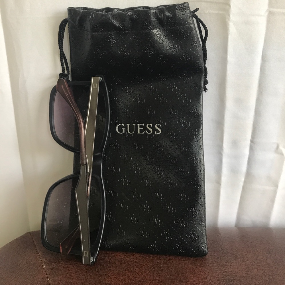 Guess Monogram Engraved Leather Glasses Pouch