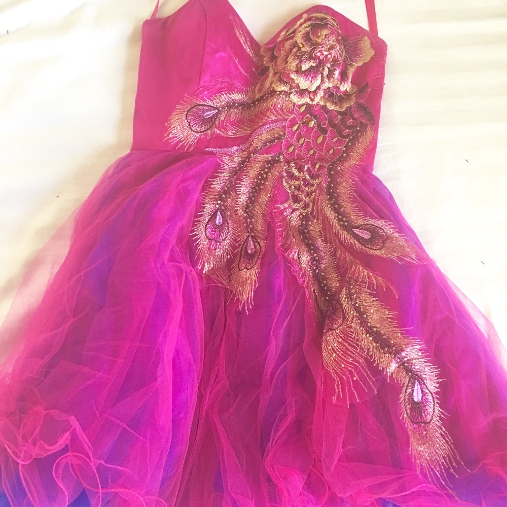 Peacock Homecoming Dress - Fushia