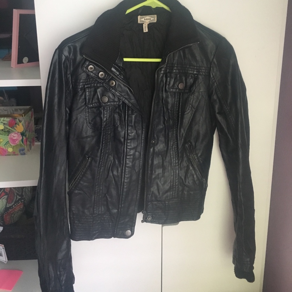 Black faux Kirra leather jacket