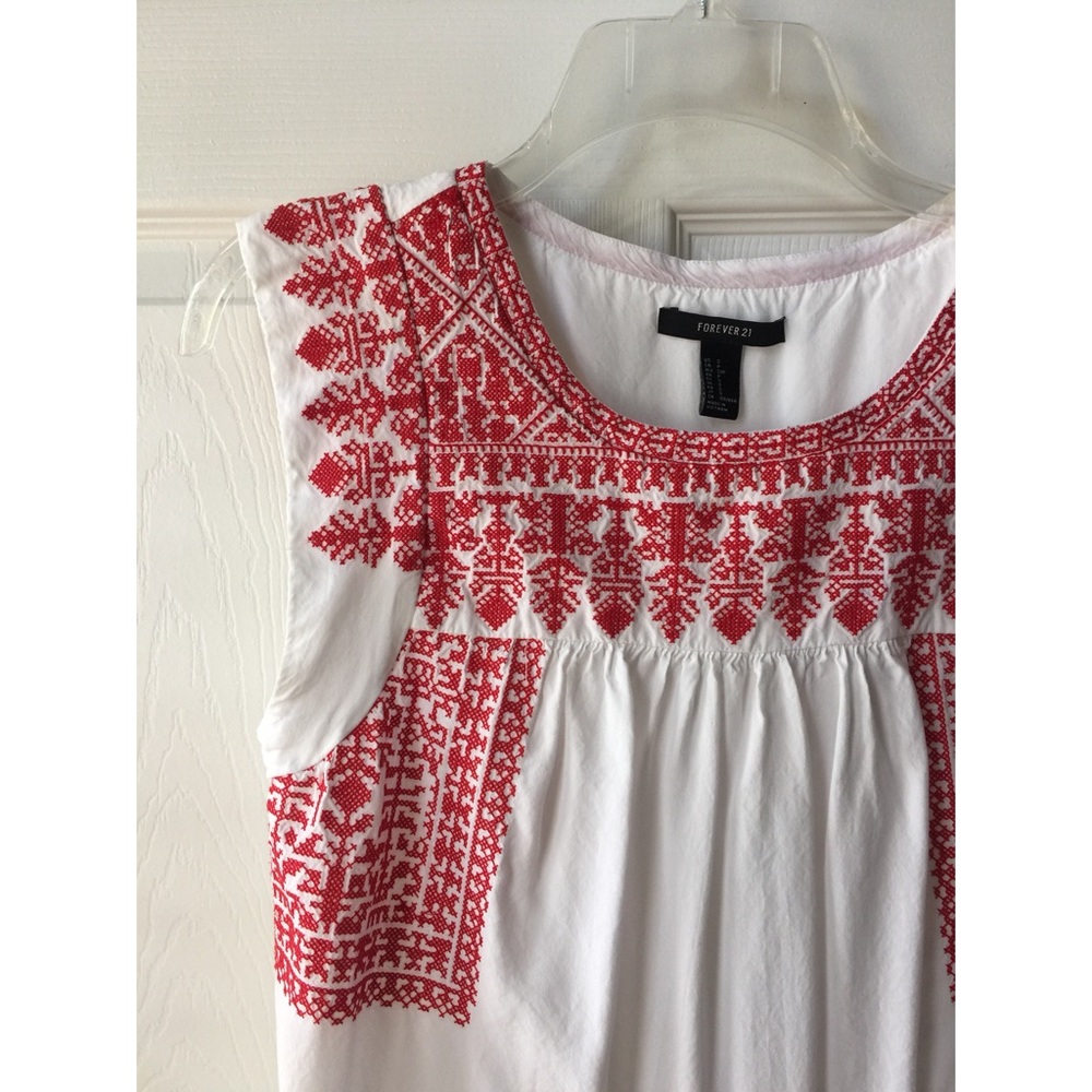 F21: Red Embroidered Dress