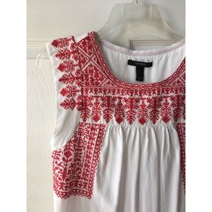 F21: Red Embroidered Dress