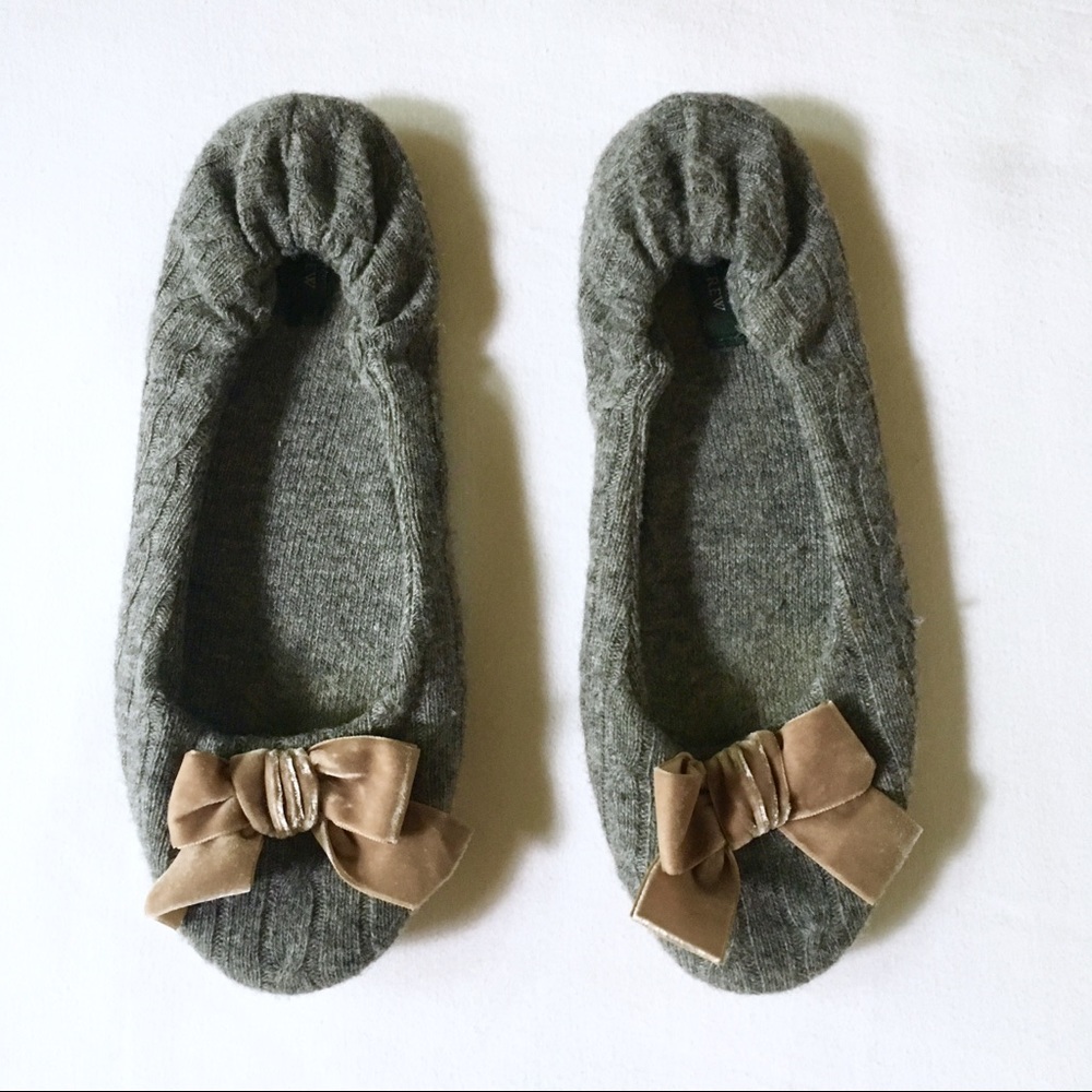 J. Crew Velvet Bow Ballerina Slippers