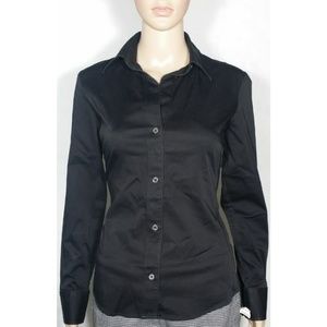 BANANA REPUBLIC Stretch Black Button Down Blouse