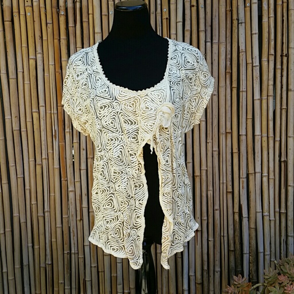 🌸LAST ONE ~ NEW YEAR SALE🌸 BRAND NEW Ivory Rose Applique Tunic & Vest Set OS - Picture 4 of 8
