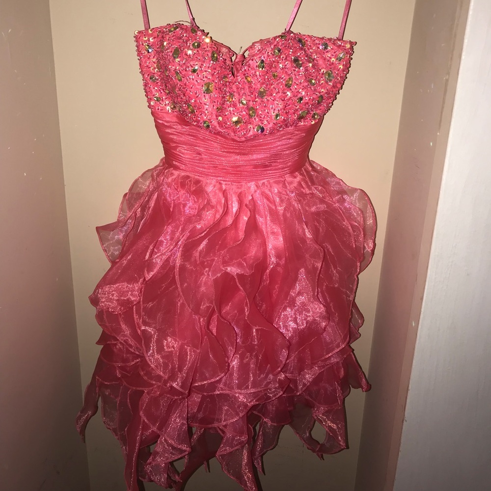 Pink prom dress.