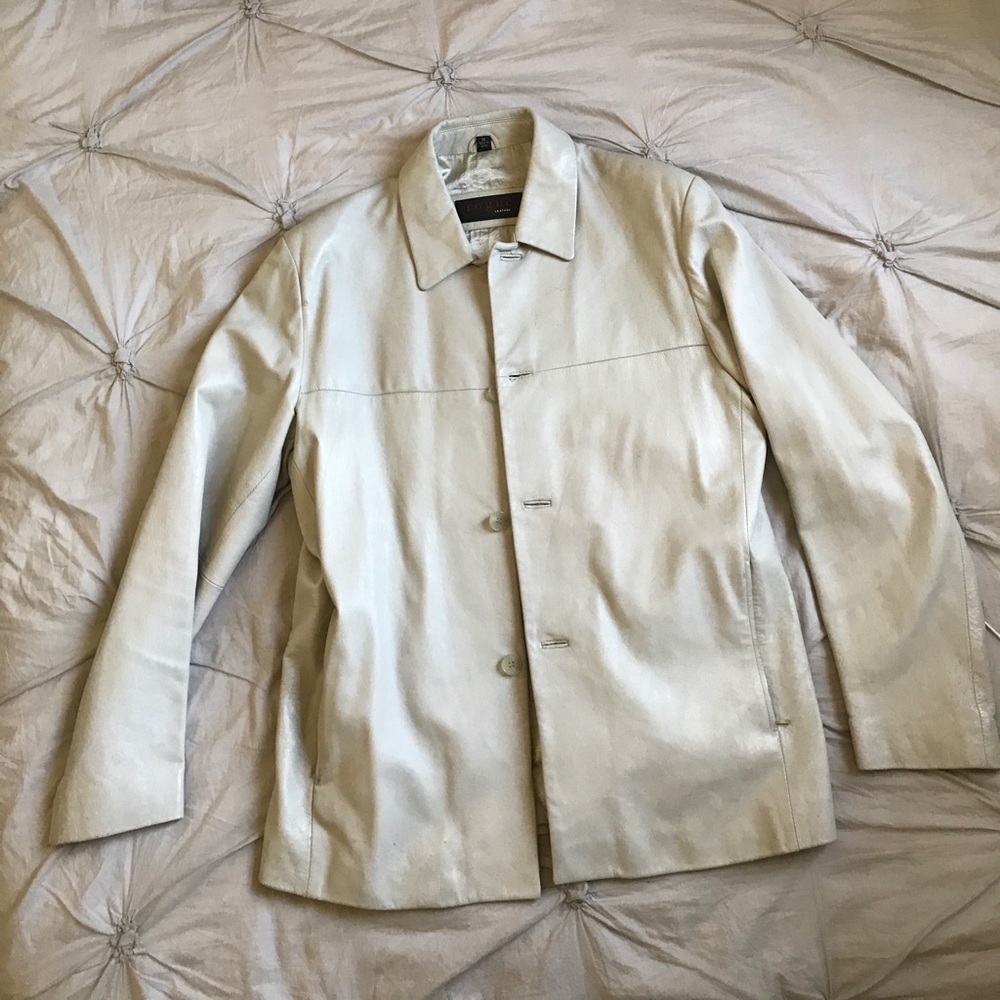 Cream soft leather jacket