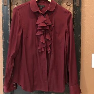 Beautiful Burgundy Ruffle Blouse