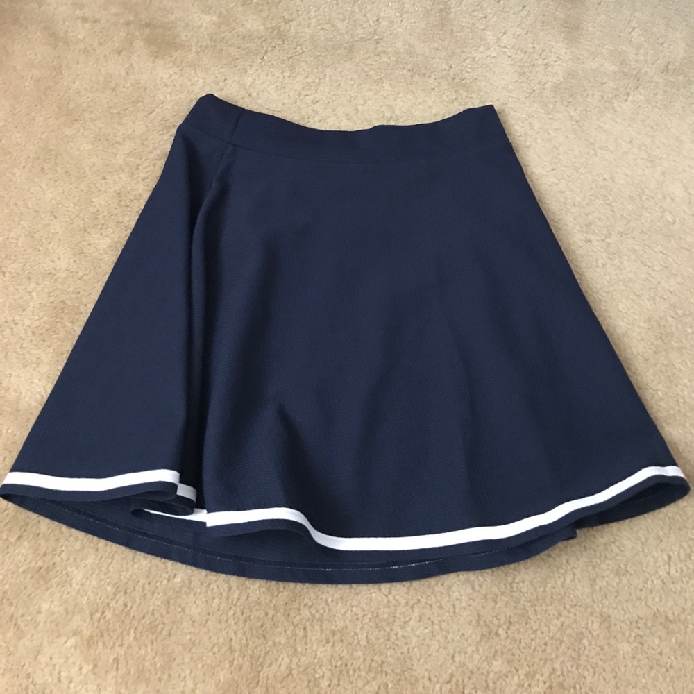 Navy blue skater skirt with white stripe L