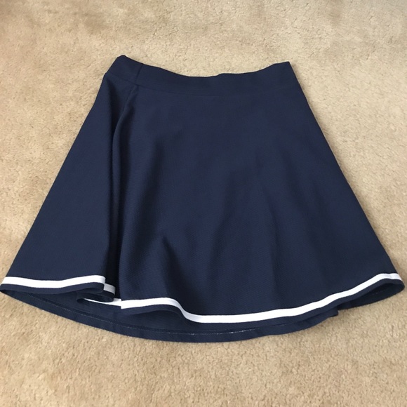 Navy blue skater skirt with white stripe L - Picture 1 of 4