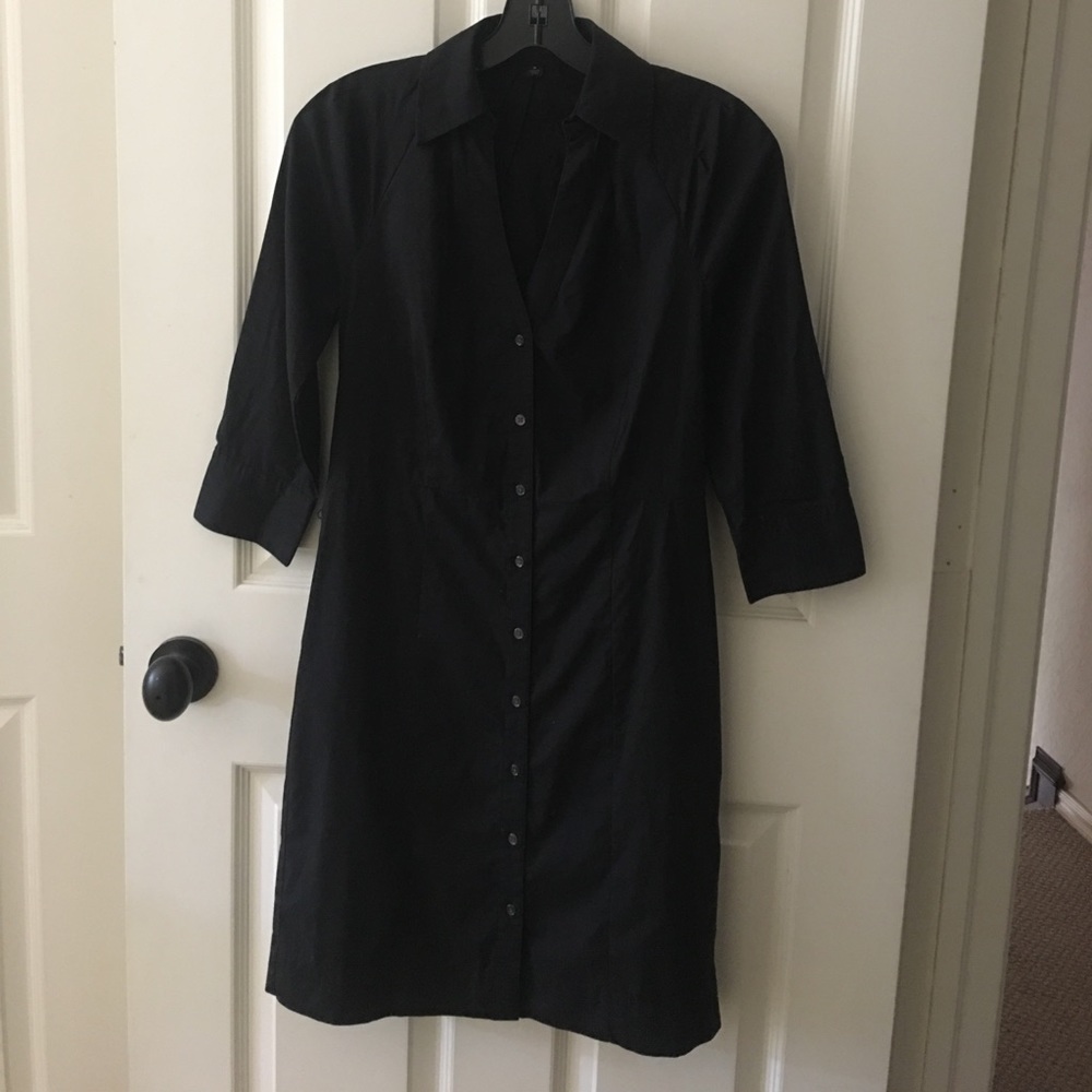 Classic black shirt dress. Great for work.