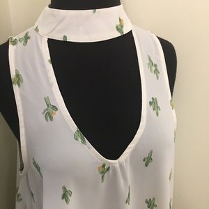 Cactus Choker Neck-Line Crop Tank